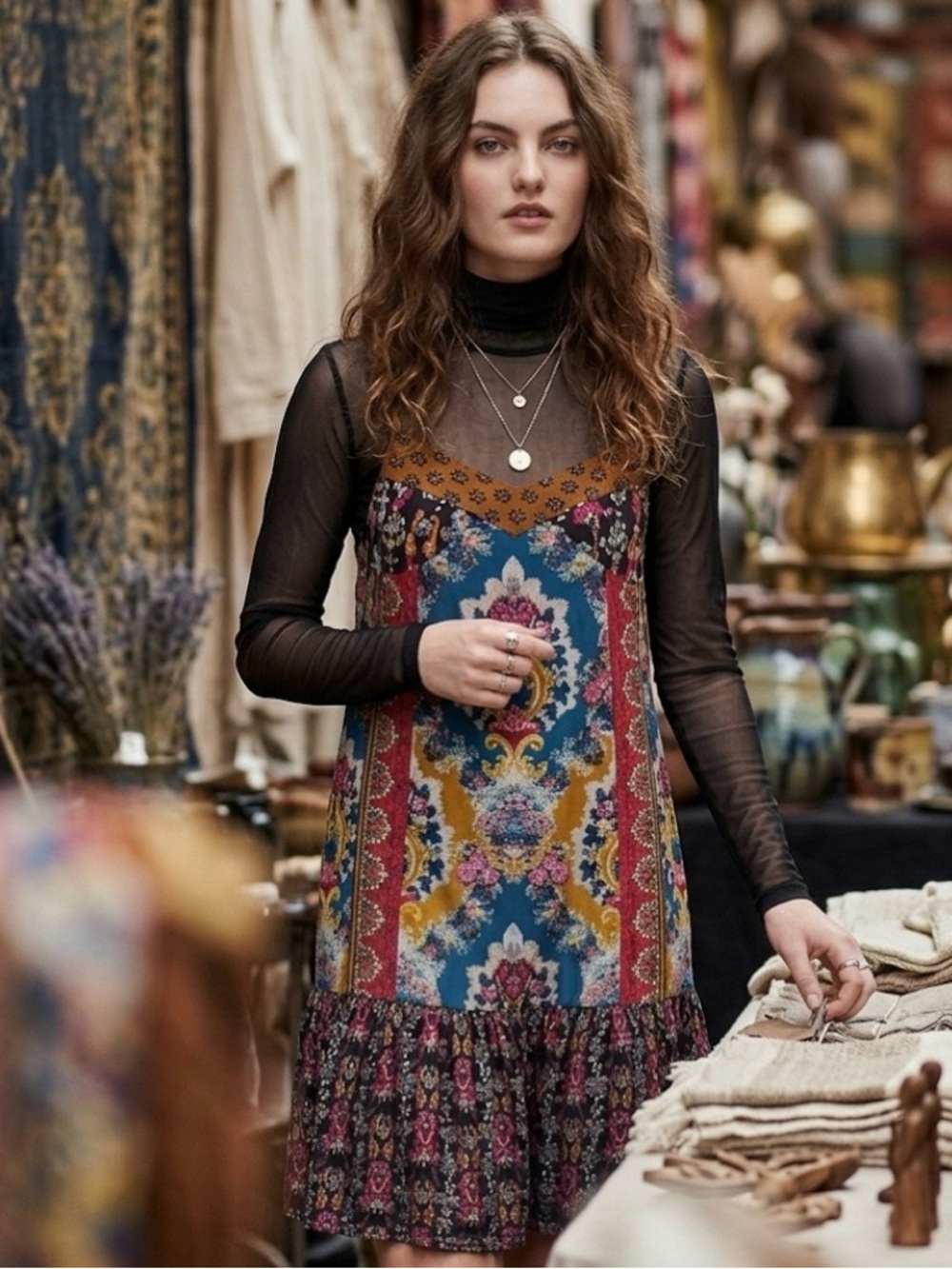 NWT Anthropologie Zadie Velvet Printed Slip Dress Boho Paisley Medium